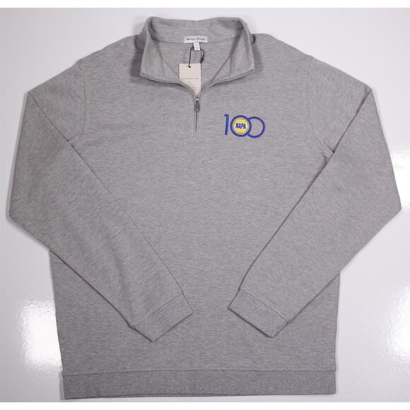 Peter Millar Napa 100 Years Gray 1/4 Quarter Zip Pullover Cotton Mens Large New